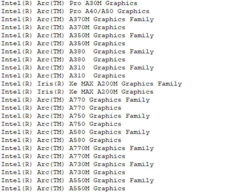 Intel xác nhận các dòng GPU Arc sắp ra mắt: A770, A750, A580, A380 và A310